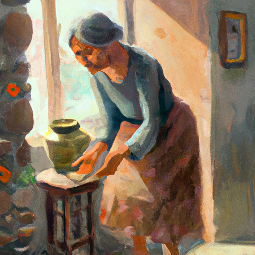 old lady searching Lost Coin in the house
